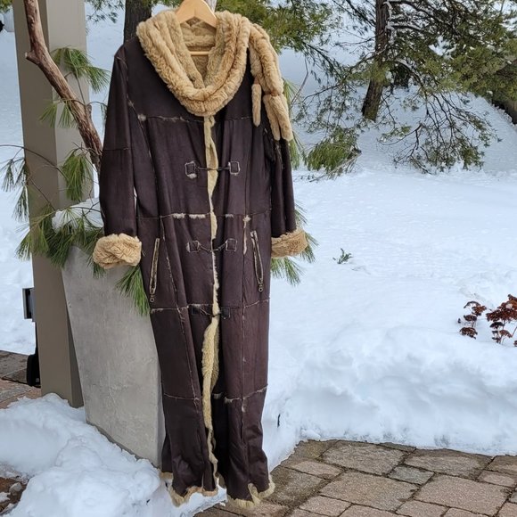 Unique  Leather Winter Coat (Runway piece), size M, brown - Picture 4 of 16